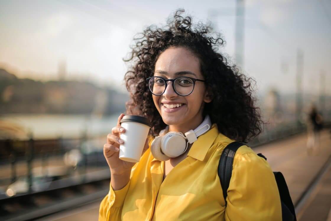 Woman drinking coffee
